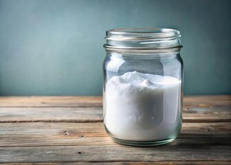 jar with baking soda and vinegar mixture