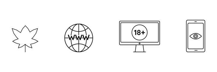 Marijuana leaf, internet addiction adult content icon vector illustration for digital dependency, screen time and harmful online behavior awareness concept.