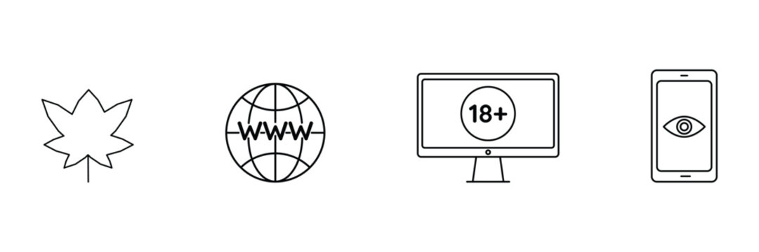 Marijuana leaf, internet addiction adult content icon vector illustration for digital dependency, screen time and harmful online behavior awareness concept.