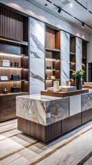 High-end product display with marble stone background