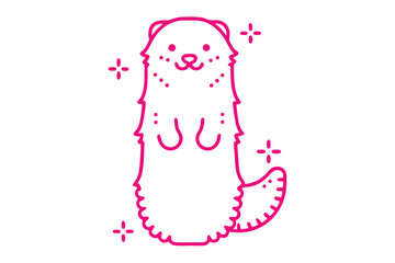 Stylized prairie dog stands upright outlined in vibrant pink, radiating playful charm and whimsical design