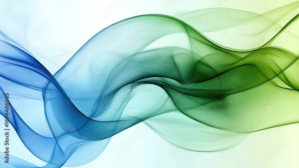 Poster abstract flowing waves in gradient colors of blue and green for modern background or design elements