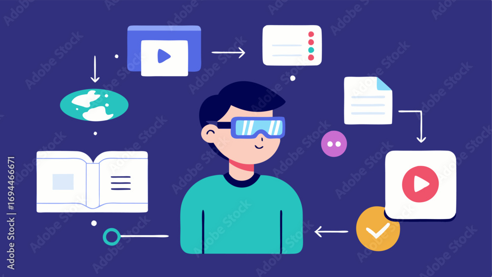 Leinwandbilder customized vr tutorials a user learning to navigate a virtual environment through stepbystep visual 