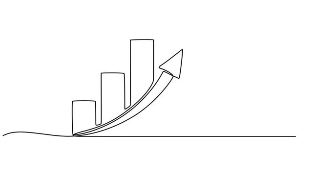 graph chat continuous one line drawing animation, Continuous Line Drawing of Graph Icon. Hand Drawn Symbol Vector Illustration, Continuous line drawing of clipboard. Growth graph icon business, bar