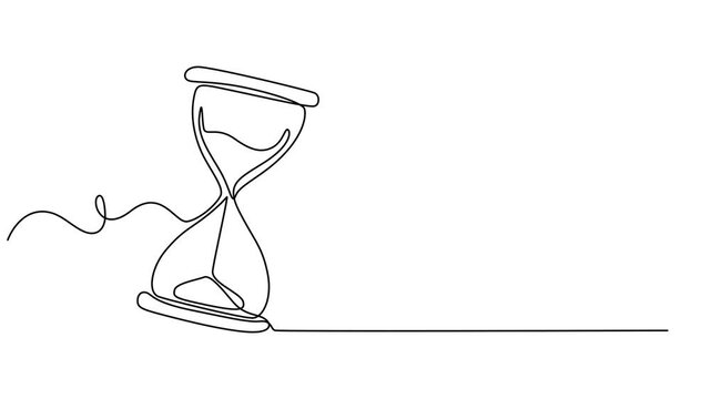hourglass continuous one line drawing animation, Abstract antique hourglass, Self drawing animation one continuous line draw, logo, Video. One continuous editable line of hourglass illustration. Time