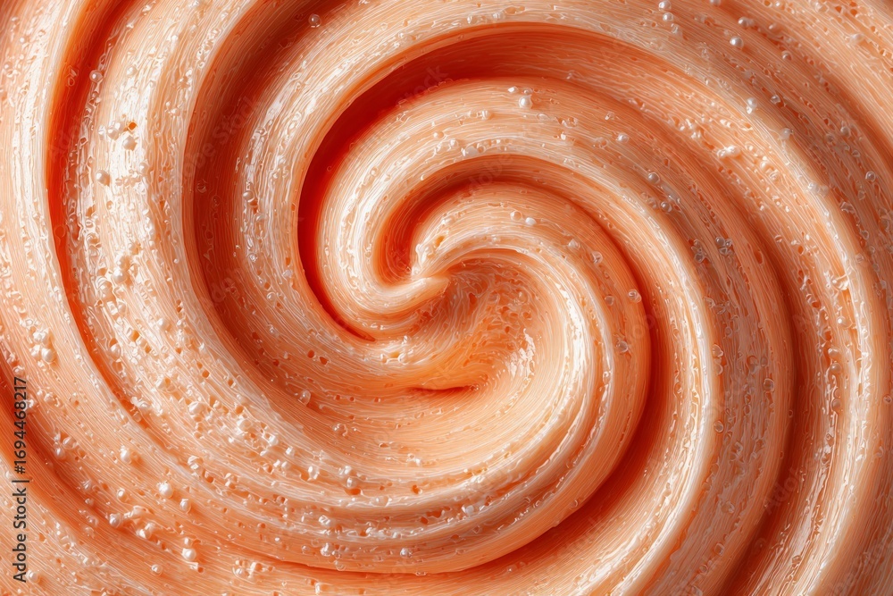 Poster orange paste swirling, creating concentric circles, showcasing its smooth and viscous texture