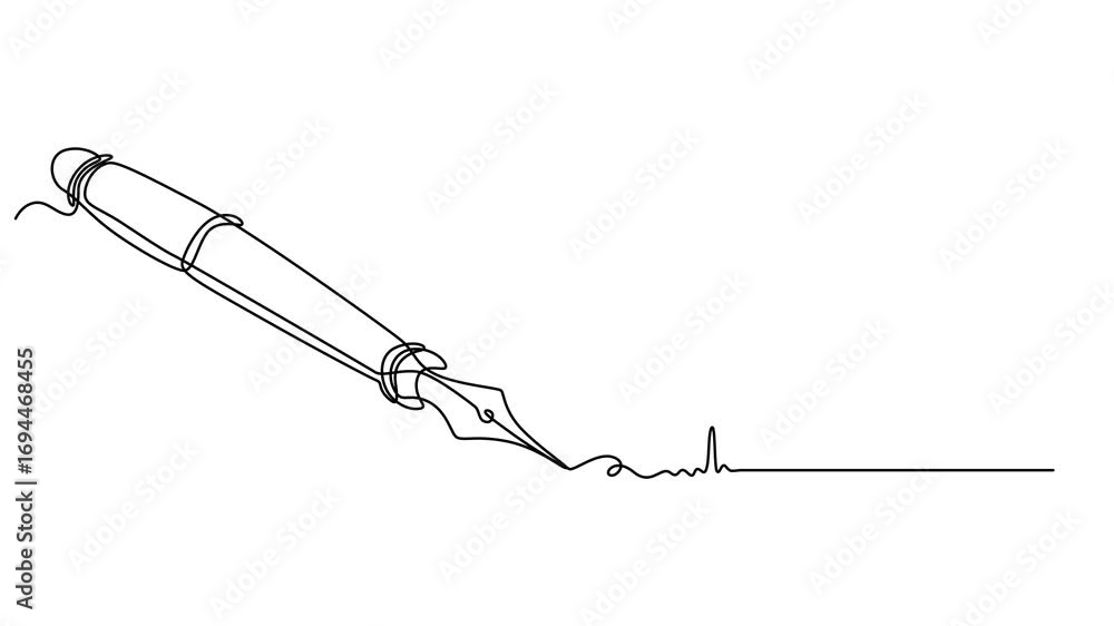 Poster animation of one line drawing of pencil. continuous line self drawing. animated illustration. 4k, se