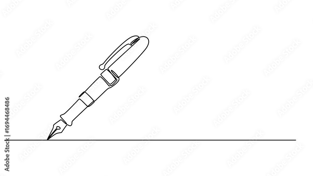 Poster animation of one line drawing of pencil. continuous line self drawing. animated illustration. 4k, se