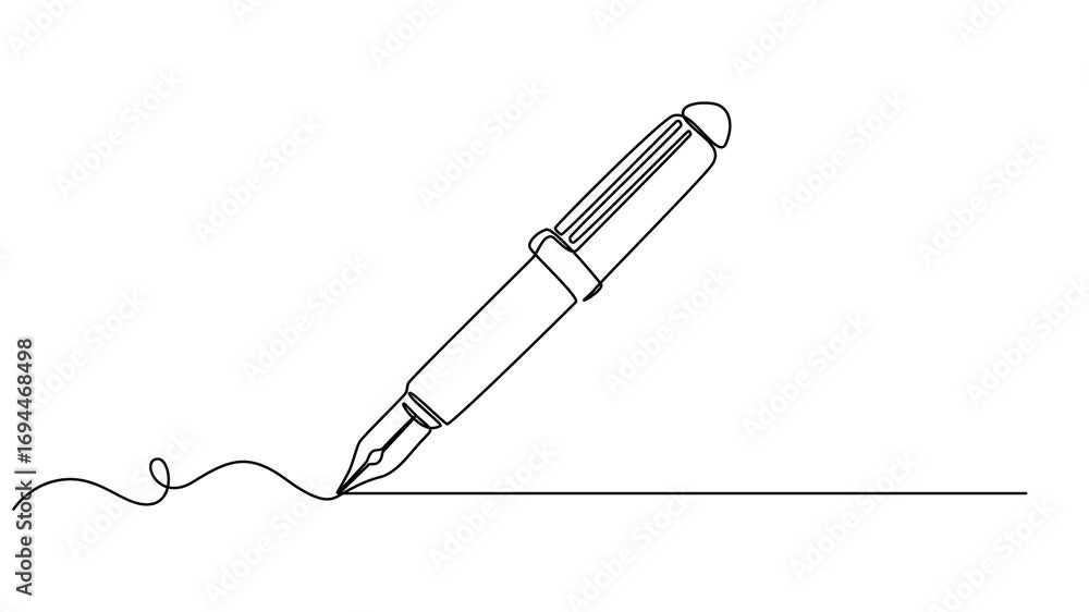 Poster animation of one line drawing of pencil. continuous line self drawing. animated illustration. 4k, se