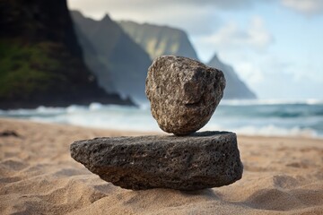 Hawaii Balance: Zen Stone Balance on Kauai Beach Rocks