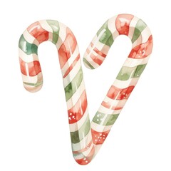 Fototapeta premium Candy cane candy illustration watercolor.