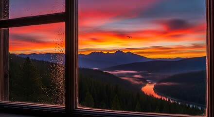 Sunrise Mountain View from Window.