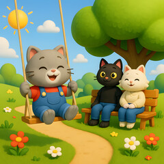 cat and mouse on the meadow