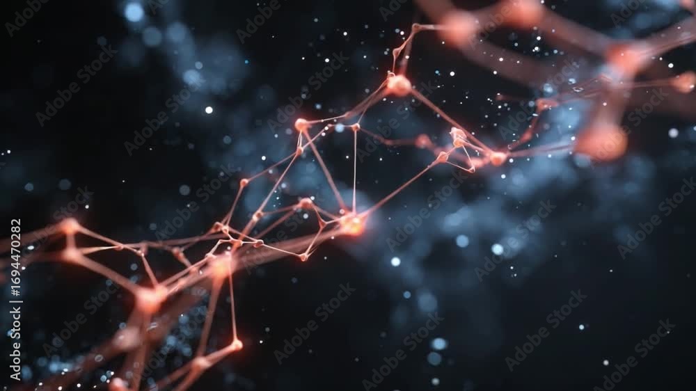 Poster Interconnected Neural Network: This image unveils the intricate beauty of a neural network. A digital representation of interconnected nodes and pathways.