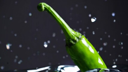 Green chili splashes into water creating a dynamic visual display - Powered by Adobe