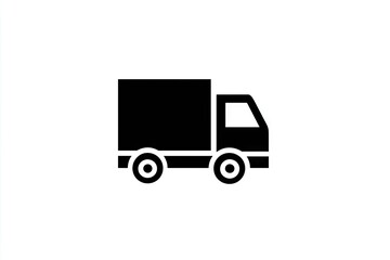 Fototapeta premium Simple black silhouette of a delivery truck.