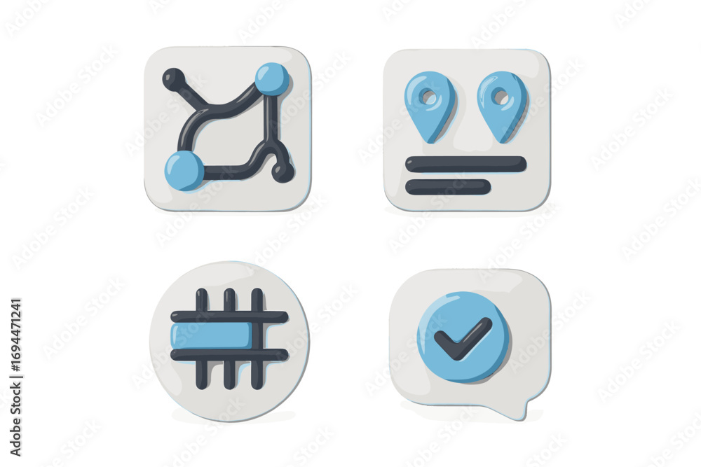 Leinwandbilder modern 3d icon collection for web and mobile applications featuring navigation route, map pointers, 