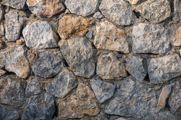 Mediterranean Stone Wall in Cyprus at Sunset