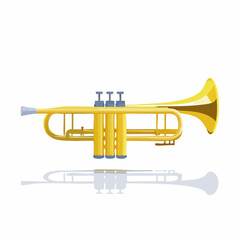 Fototapeta premium Golden trumpet gleams with musical elegance, ready to perform vibrant jazz solos and classical melodies.
