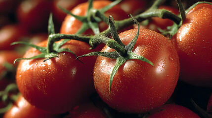 A close-up view of fresh ripe tomatoes