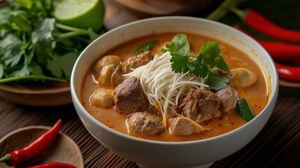 Spicy Beef Bone Casserole in Clay Pot with Spices, Suitable for Food Display and Catering Promotion Scenarios