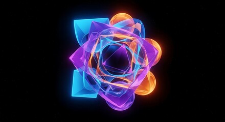 Neon Abstract Geometric Art.