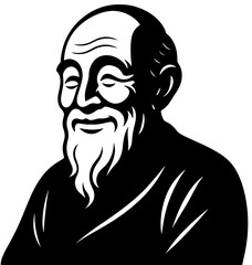 Silhouette Portrait of Smiling Wise Old Man