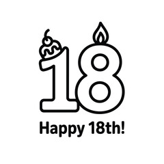 Obraz premium Happy 18th birthday candle with cherry on top