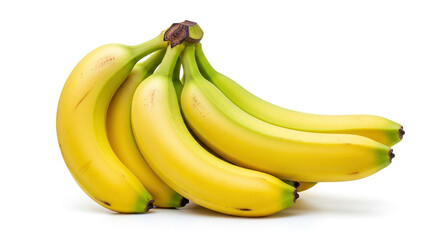  Bunch of Ripe Yellow Bananas on a White Background