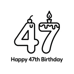 Happy 47th birthday celebration candle numbers