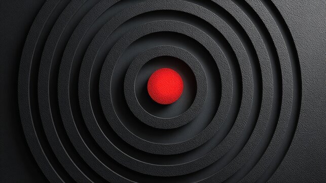 A red ball in a black circular pattern.