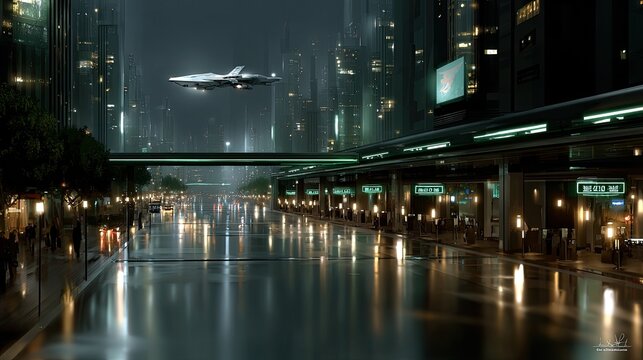 Holographic signs on tall buildings light up busy boulevards, showcasing advanced tech in everyday life