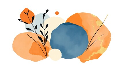 Abstract Nature-Inspired Watercolor Illustration