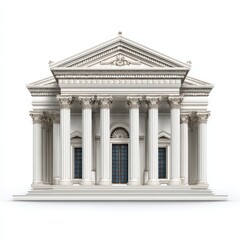 Obraz premium Majestic Classical Building Facade with Corinthian Columns and PedimentArchitectural Design rendering