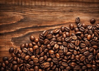 Fototapeta premium Aromatic coffee beans on a wooden background