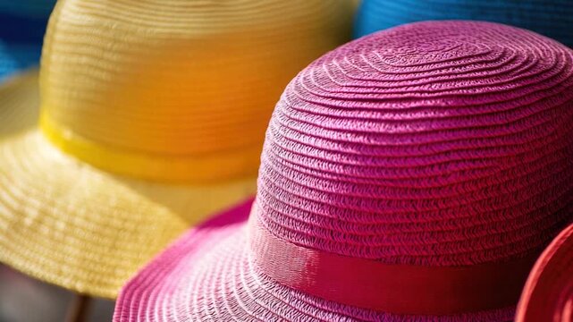 A collection of colorful hats stacked on top of each other
