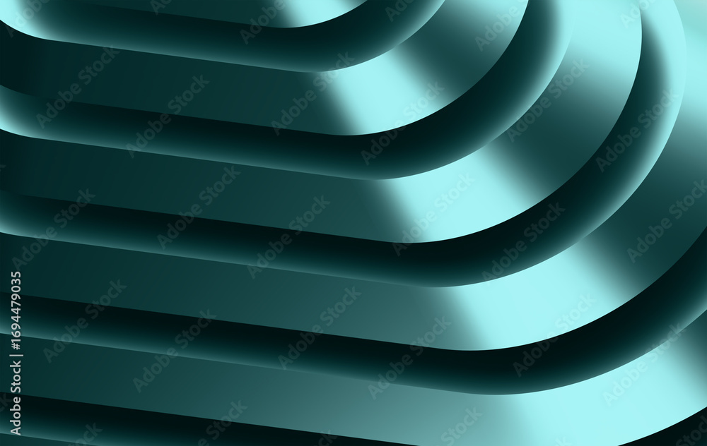 Aufkleber minimalist abstract composition of layered teal curves with gradient lighting