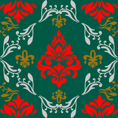 Classic Damask Seamless
Pattern - Vector Illustration for Elegant Textile
Design,Damask,Jacquard loom, Brocade, Satin weave,ethnic, geometric, textile, fabric, motif, retro