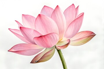 Delicate Pink Lotus Flower Blossom Isolated on White Vector illutration isolated on white background