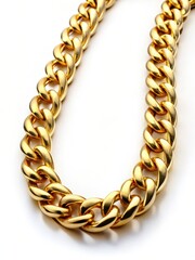 Obraz premium Close-up shot of a single gold hip-hop chain on white background