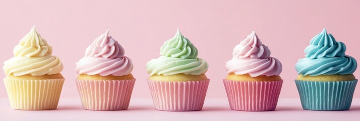 cute pastel cupcake tops, flat style, PNG pack
