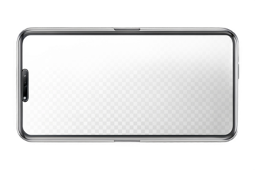 Sleek front facing smartphone with silver frame offering a modern digital interface experience transparent background