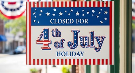 4th of July Closed Sign.