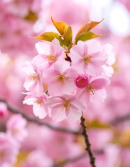 Obraz premium Close-up of delicate pink cherry blossoms (1)