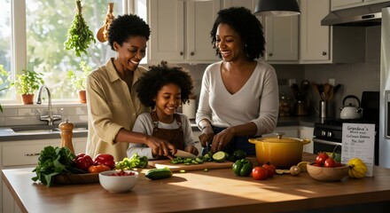 Grandparents and children bonding over traditional recipe in home kitchen