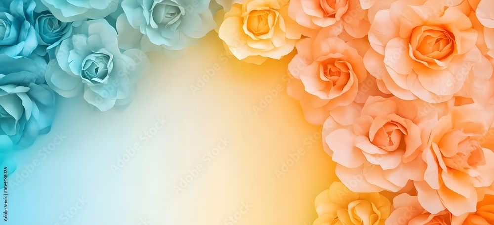 Poster a gradient background with a soft blue and orange color scheme,