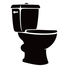black and white silhouette of a toilet vector on a white background
