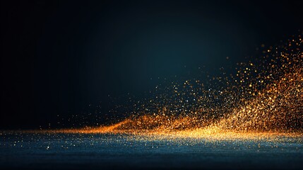 Golden confetti frozen in motion against dark background, celebrating energy and sparkle.