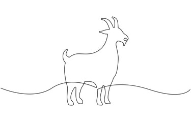 Goat One continuous line drawing vector.