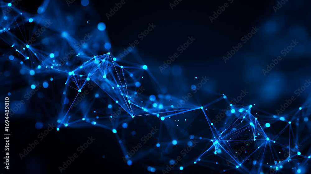 Aufkleber blue technology background with network connections and digital data connection, web banner design f